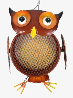 Hanging Owl Bird Feeder, Metal, 9"